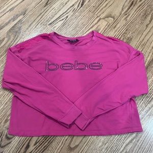 BEBE Long Sleeve Crop Top.  Size Large